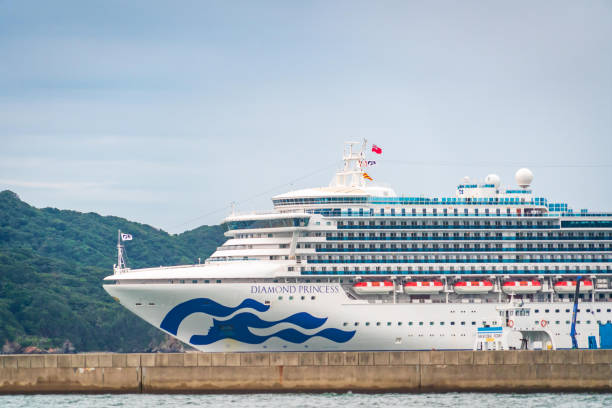 Diamond Princess cruise is docking on Toba island, Japan. Toba, Japan - 24 Sep 2019 : Diamond Princess cruise is docking on Toba island, Japan. tokai region photos stock pictures, royalty-free photos & images
