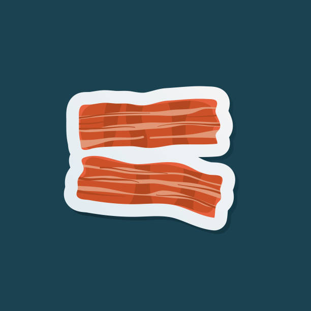 Fresh Meat Icon Sticker Fresh  Meat Icon. Flat color sticker uncooked bacon stock illustrations