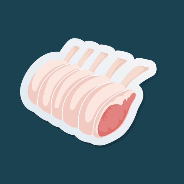 Fresh Meat Icon Sticker Fresh  Meat Icon. Flat color sticker roasted prime rib illustrations stock illustrations