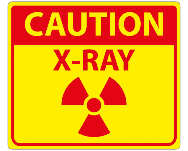 ostrzeżenie przed promieniowaniem rentgenowskim i znak niebezpieczeństwa, izolowane tło - x ray equipment x ray machine radiation stock illustrations