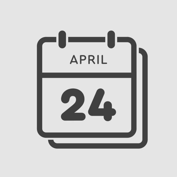 календарный день 24 апреля, дни года - deadline calendar year personal organizer stock illustrations
