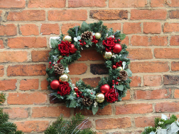 istock Floral Christmas Wreath. 1203749266