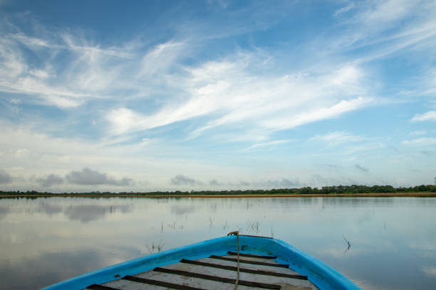 istock Boat trip in a calm lagoon 1203750651