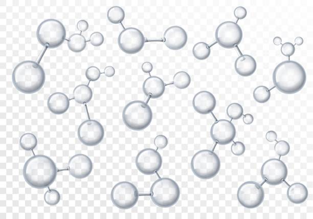 moleküle. 3d transparenz molekulare strukturen, chemie makromodelle mit reflexion. genetische und biotechnologische abstrakte isolierte vektor-set - moleküle stock-grafiken, -clipart, -cartoons und -symbole