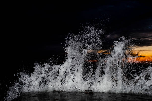istock Splashing wave on the Black sea. 1203751346