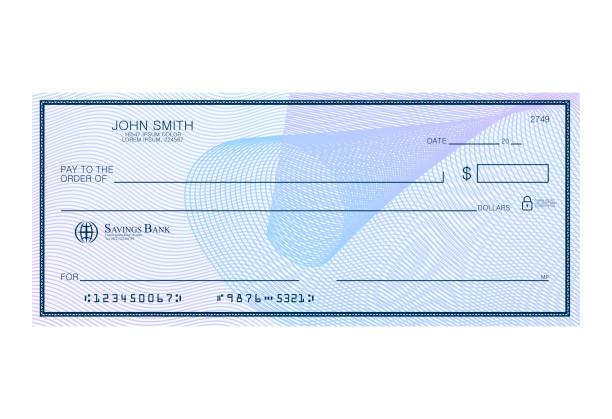 Blank bank cheque with abstract watermark. Personal desk check template with empty field to fill. Banknote, money design,currency, bank note, voucher, gift certificate, money coupon vector Blank bank cheque with abstract watermark. Personal desk check template with empty field to fill. Banknote, money design,currency, bank note, voucher, gift certificate, money coupon bank patterns stock illustrations