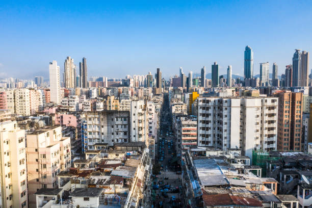 istock Overcrowded old buildings in Hong Kong 1203753636