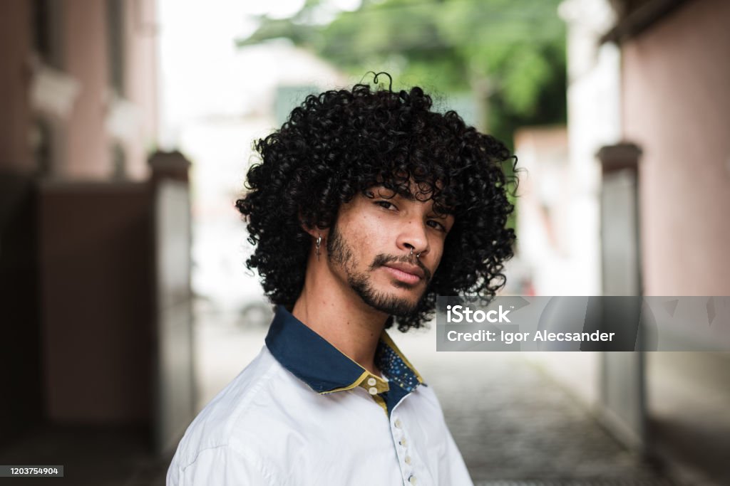 Big Curly Haired Man Stock Photo - Download Image Now - Curly Hair, Gay  Person, Serious - iStock