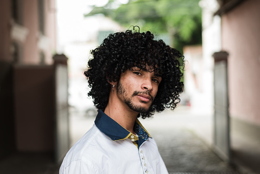Big Curly Haired Man Stock Photo - Download Image Now - Curly Hair, Gay  Person, Serious - iStock