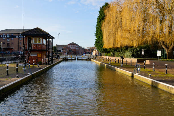 istock Lock complex and old wharfs at Newark on Trent 1203757773