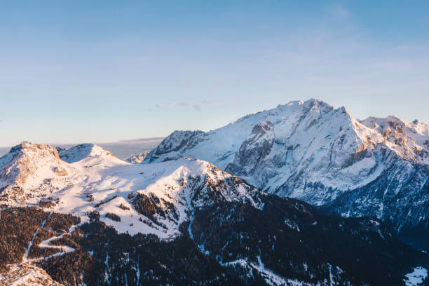 Snowy landscape on a sunny day - the Alps.