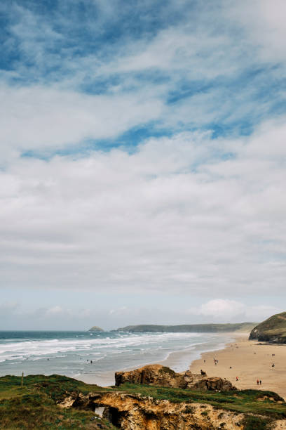 istock Views across Perranporth Beach, Newquay, Cornwall on a late September day. 1203760920