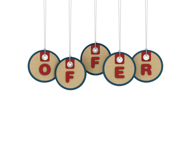 istock OFFER Price Tags Hanging on White Background - 3D Rendering 1203762505