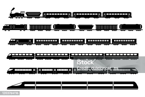 istock Train Rail Railway Metro Vector Icons Set 1203764116
