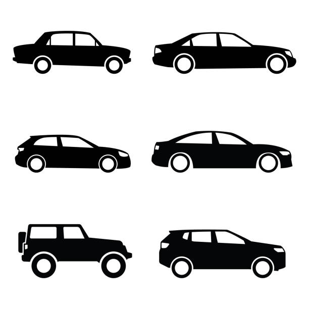 samochód transport wektor ikony ilustracja - sedan car driving city stock illustrations