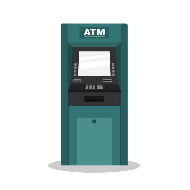 ATM flat design ATM on with background flat design vector illustration atm illustrations stock illustrations