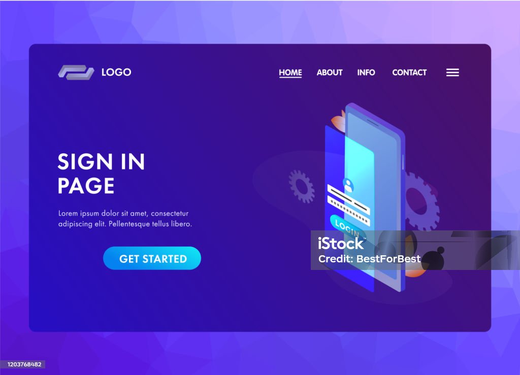 Sign In Login Form Concept Ui Ux Material Web Design Template With  Smartphone Login Screen Window And Sign Up Design Interface Form Vector  Website Template Or Landing Page Stock Illustration - Download