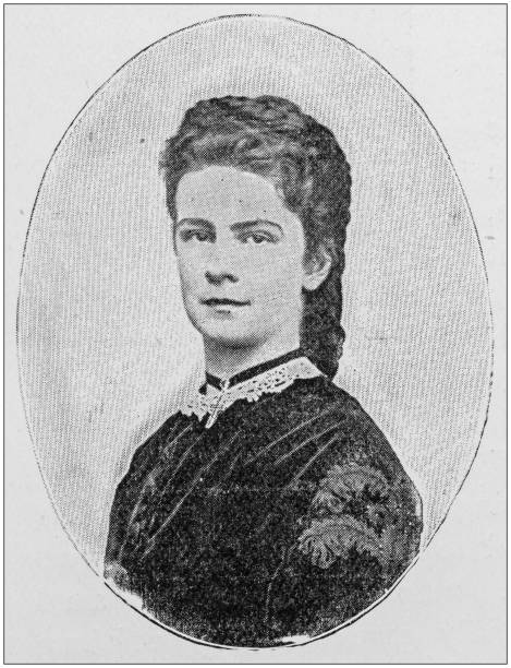 illustrations, cliparts, dessins animés et icônes de photo antique: impératrice elisabeth d'autriche - history women victorian style one person