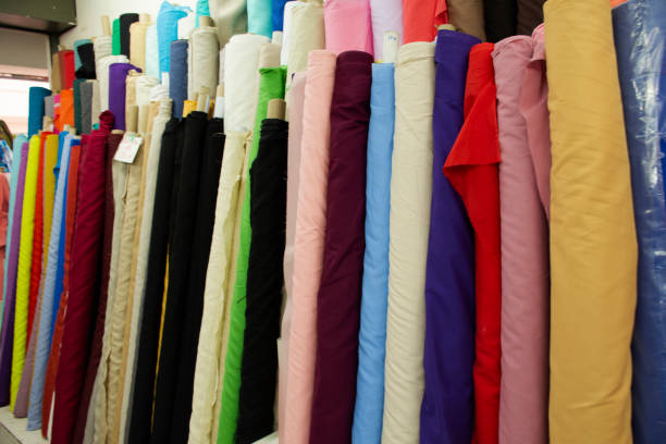 istock Fabric material with accessories from garment shop 1203768651