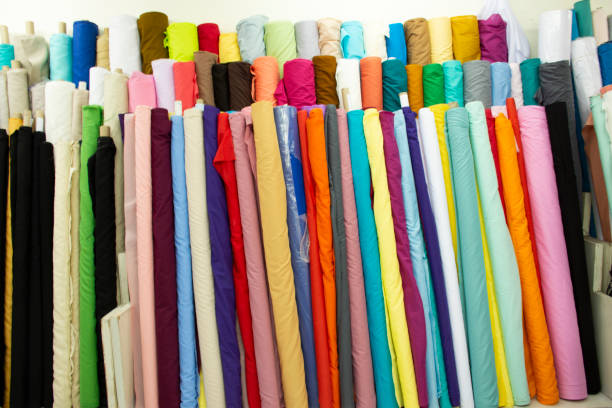 istock Fabric material with accessories from garment shop 1203768695