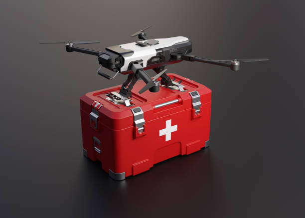 istock Drone with first aid kit, Emergency medical care concept 1203770129