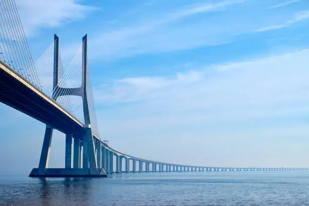 Photo of The Vasco da Gama Bridge. Lisbon, Portugal.