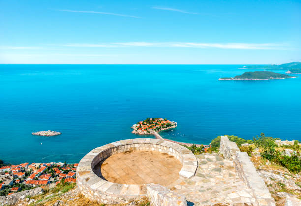 istock Sveti Stefan from above 1203774153
