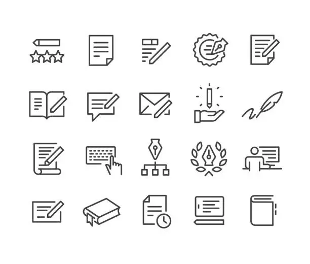 Vector illustration of Copywriting Icons Set - Classic Line Series