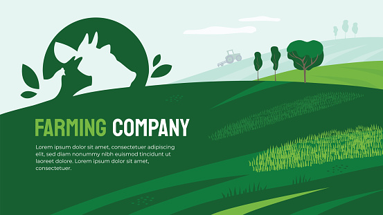 Farming company illustration with farm animals