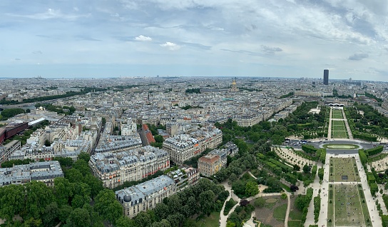 Architecture and landscape viewed from the observatory deck of the eiffel tower