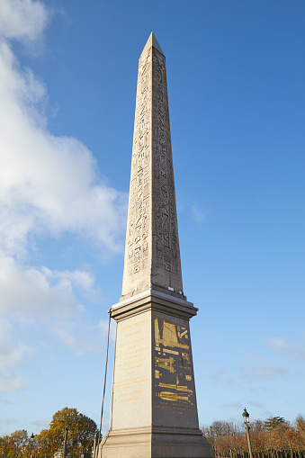 Place de la Concorde obelisk in a sunny day in Paris, France