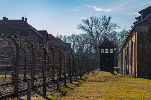 A picture of the grounds of Auschwitz I.
