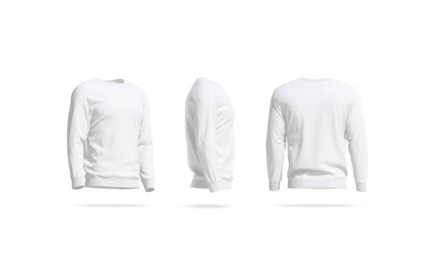 istock Blank white casual sweatshirt mock up, side and back view 1203783290