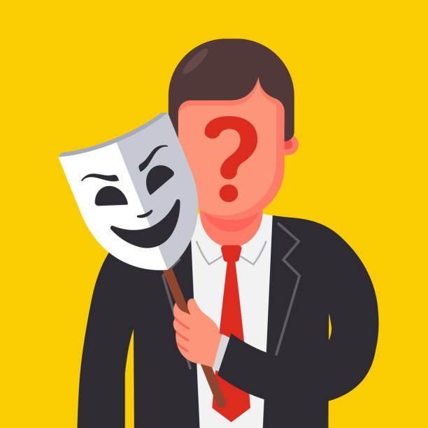a person hides his identity under a mask. mysterious man a person hides his identity under a mask. mysterious man. Flat character vector illustration. mask disguise illustrations stock illustrations
