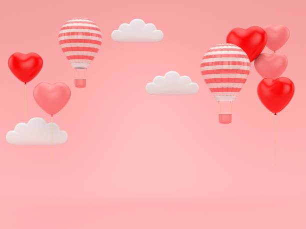istock 3d render of valentine balloon floating on pink romance background. 1203784787