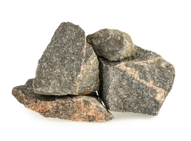 istock Granite stones, rocks isolated on white background 1203788596