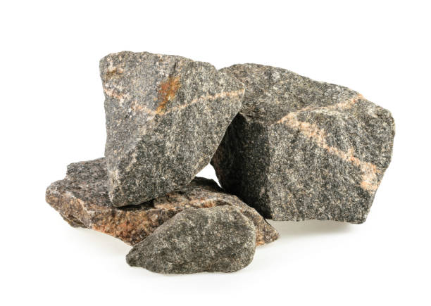 istock Granite stones, rocks isolated on white background 1203788923