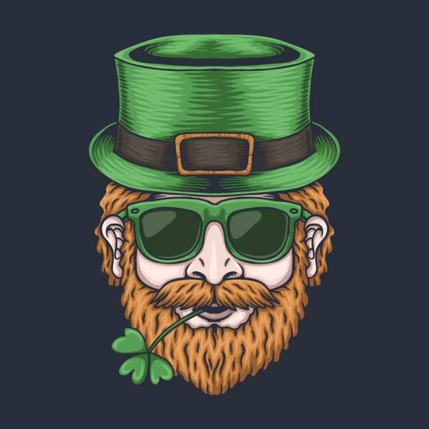 Leprechaun piercing head St. patrick's day vector illustration Leprechaun piercing head St. patrick's day vector illustration for your company or brand shamrock tattoo stock illustrations