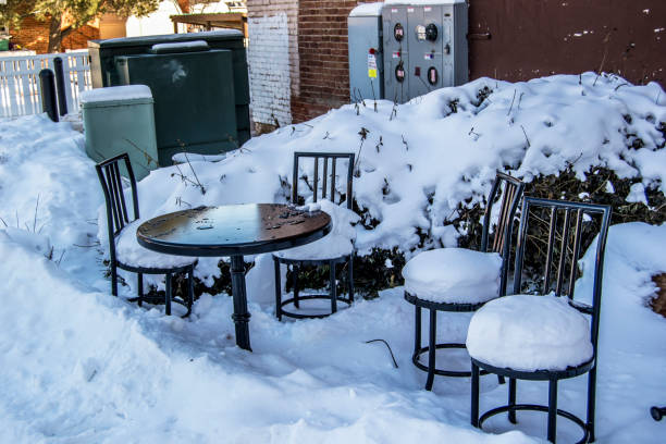 Outdoor Cafeteria Covered with Snow in Colorado