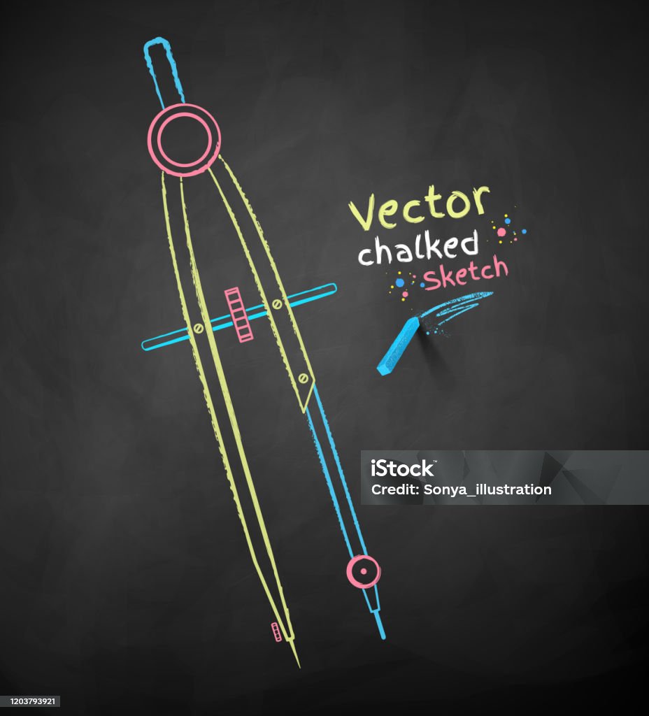 Compass Chalk Drawing Chalk Drawn Illustration Of Divider Compass Stock Illustration ...