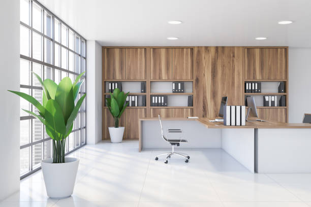 istock White CEO office with bookcase and folders 1203796987