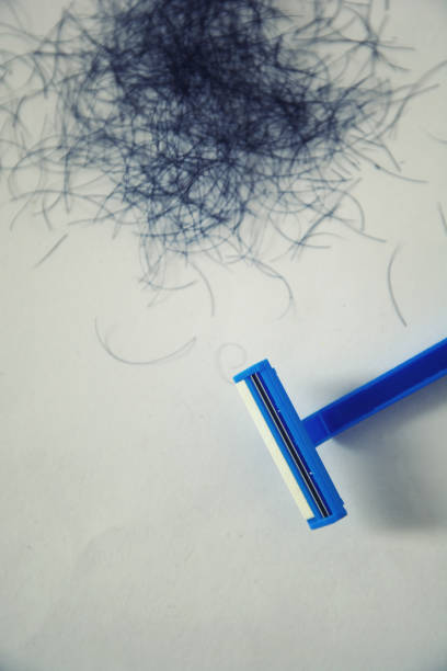 Blue Razor use for shave off beard , shave off mustache, white background