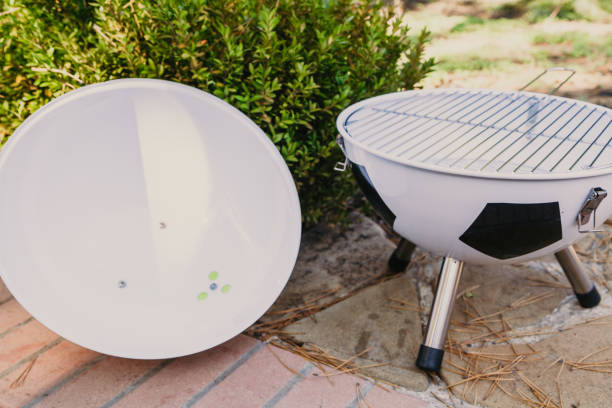istock Soccer ball shaped metal barbecue 1203801508