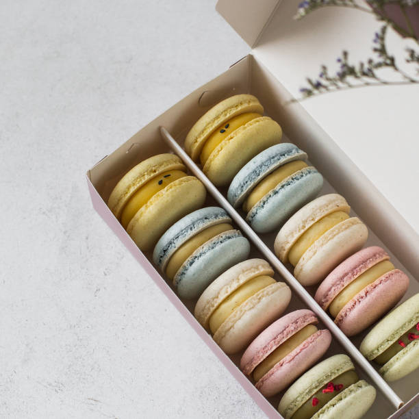 istock Half-closed box of macaroons 1203801688