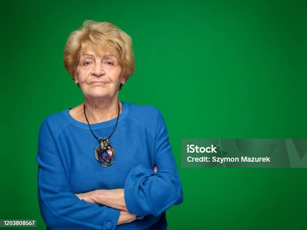 Confident And Powerful Old Lady Stock Photo - Download Image Now - Women, One Woman Only, Pride