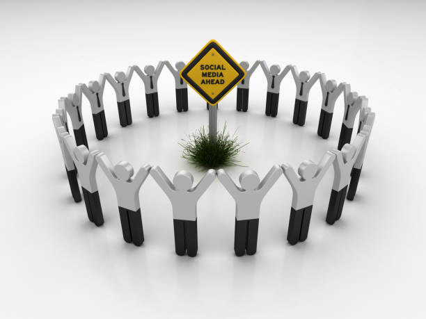 istock SOCIAL NETWORK AHEAD Road Sign with Pictogram Teamwork People - 3D Rendering 1203810192