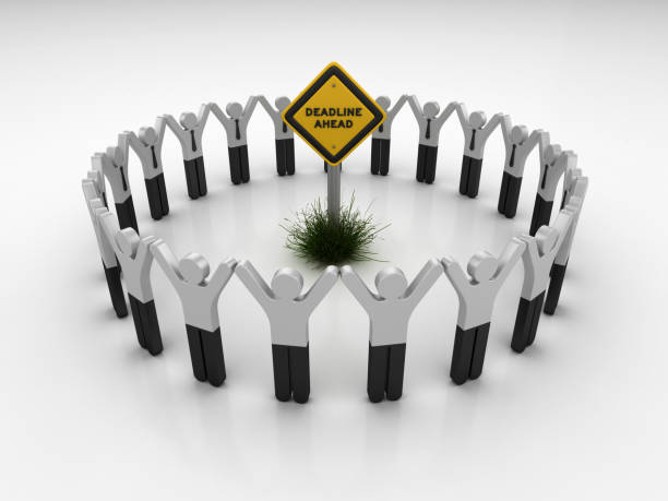 istock DEADLINE AHEAD Road Sign with Pictogram Teamwork People - 3D Rendering 1203810241