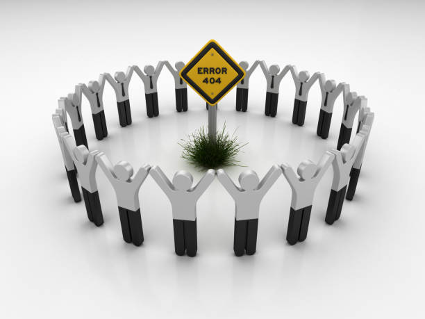 istock ERROR 404 Road Sign with Pictogram Teamwork People - 3D Rendering 1203810362