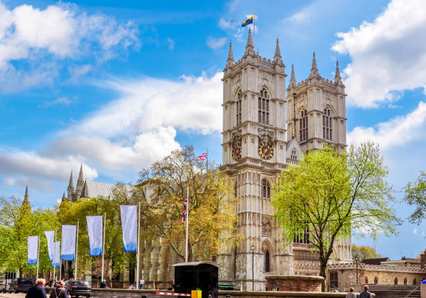 봄에 웨스트민스터 사원, 런던, 영국 - westminster abbey abbey city of westminster church 뉴스 사진 이미지