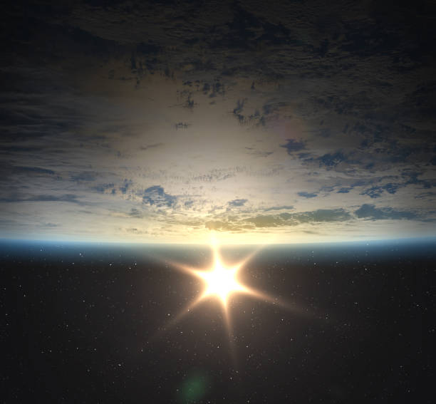 istock Earth and rising Sun observation from the space. 1203815994